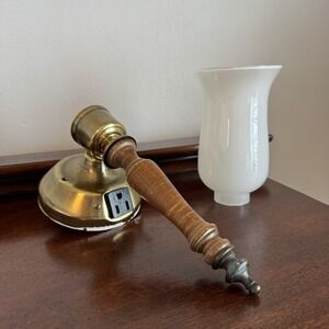 14.5" Underwriters Laboratories INC Vintage MCM Torch Wall Sconce USA Brass Wood